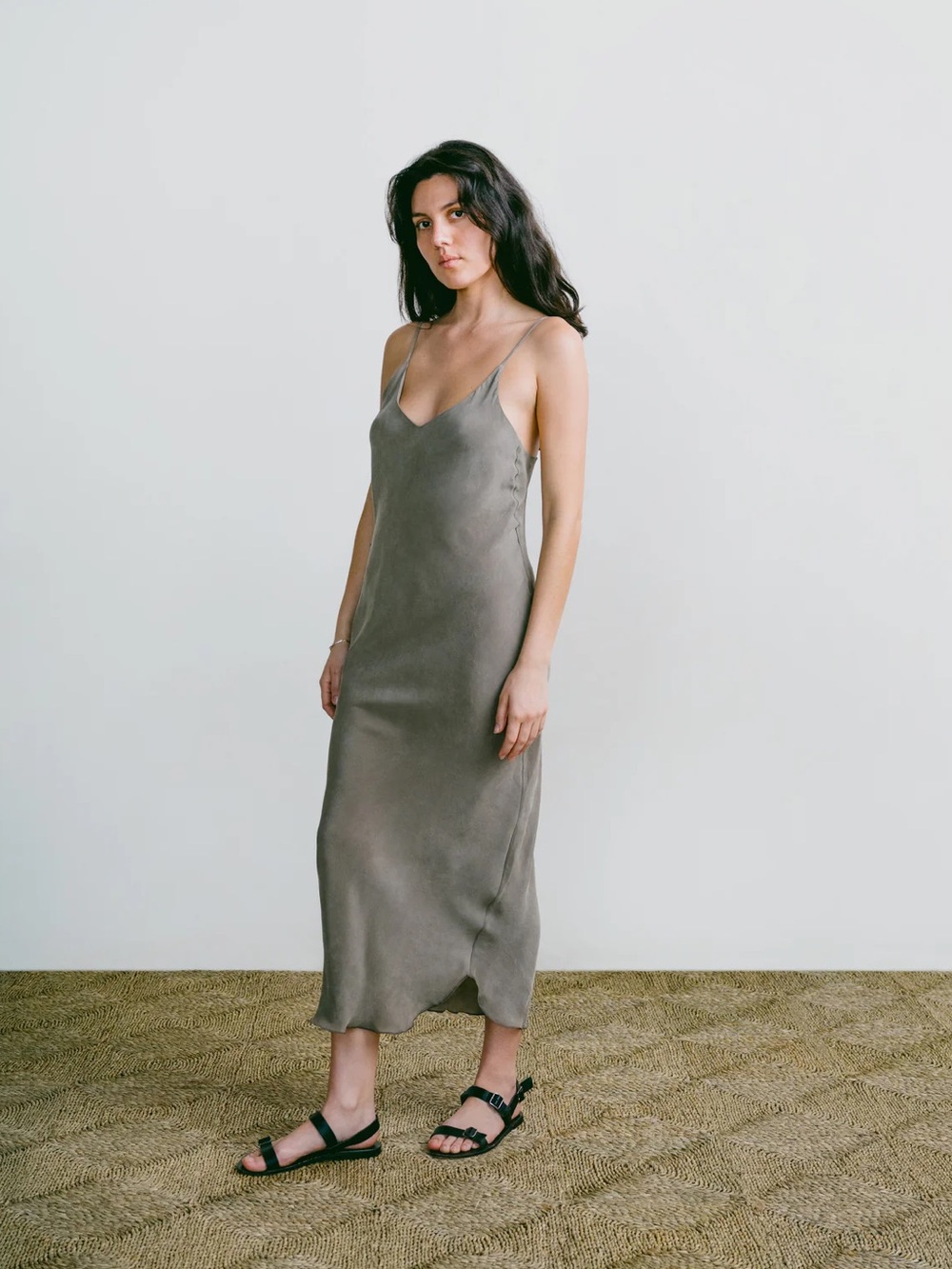 ISO XS OZMA Anaise Slip Dress, Japanese Cupro, 90's Grey- XS